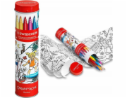 Caran d`Arche Akvarelové fixy CARAN D'ACHE Swisscolor, v kovové tubě, s omalovánkou, 10 ks, mix barev