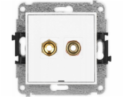 Karlik Reproduktorová zásuvka Karlik Mini MGGBO-4 bez pole pro banánkový štítek - červenočerná, pozlacená, 4 mm2, kroucená bílá