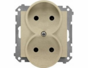 Kontakt-Simon Zásuvka Kontakt-Simon 55 TG2MCZ.01/144 dvojitá bez uzemnění s krytkami, modul 16 A, 250V~, rychlospojky, šampaňsky matná