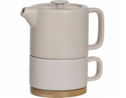 Secret de Gourmet Konvička na čaj s hrnkem NATURAL, 800 ml, světle růžová