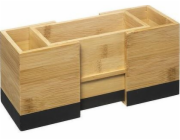 5five Organizér na příbory, nastavitelná velikost, bambus, černý, 18 x 10 x 12 cm