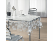 Douceur d`Interieur Transparentní olejové plátno na stůl, 140 x 240 cm, bílý motiv listů