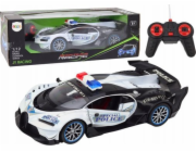 LeanToys Dálkově ovládané RC policejní auto v měřítku 1:12, bílé