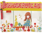 Santoro plochá kabelka se dvěma zipy - kori kumi - tři malí ptáčci