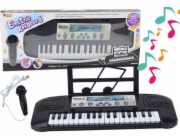 LeanToys Elektrické piano pro děti, mikrofonní stojan černý