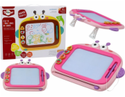 LeanToys Magnetická malířská deska 4 barvy, inkoustová podložka, 4 razítka, růžová