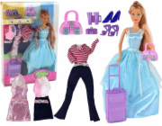 LeanToys Sada panenky s šaty, kufrem, kabelkou a dobrodružstvím