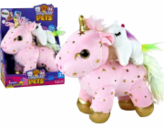 LeanToys Plyšový uspávací jednorožec Lullaby s růžovými hvězdičkami