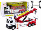 LeanToys Nákladní auto s jeřábem Dva háky Kovová bílo-čer...