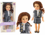 LeanToys Panenka v elegantním kostkovaném oblečení, hnědé vlasy, 18'