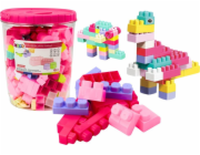 LeanToys Blocks In Bucket Educational Big Construction Set Pink 160 dílků.