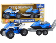 LeanToys Čtyřkolka s přívěsem na loď a vodním skútrem