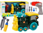 LeanToys DIY kreslená lokomotiva s otočným motivem zelená