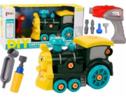 LeanToys DIY kreslená lokomotiva s otočným motivem zelená