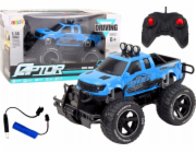 LeanToys RC terénní auto 1:14 27MHz modré dálkové ovládání gumová kola