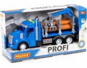 Polesie Polesie 96173 Profi, přepravník dřeva, inerciální, se světlem a zvukem, modrý v krabici