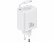 Usams Nabíječka Síť nabíječek USAMS. 1x USB-C s navíjecím kabelem USB-C Navíjecí PD+QC 20W Gan Rychlé nabíjení bílé YC Series CC233TC02 (US-CC233)