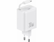 Usams Nabíječka Síť nabíječek USAMS. 1x USB-C s navíjecím kabelem USB-C Navíjecí PD+QC 30W Gan Rychlé nabíjení bílé YC Series CC241TC02 (US-CC241)