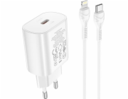 Hoco Nabíječka HOCO TYPE C PD 25W QC3.0 s kabelem pro Lightning 8-pinový konektor Jetta N22 bílá