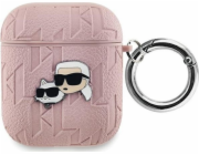 Karl Lagerfeld Karl Lagerfeld KLA2PGKCPP Kryt na AirPods 1/2 růžový s monogramem a hlavou Karla a Choupette