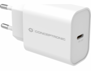 Conceptronic Nabíječka CONCEPTRONIC 1port 25W, USB-C PD bílá
