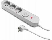 Plastrol Prodlužovací lišta Filtr W-00011 s přepěťovou ochranou, tři zásuvky, vypínač, šedá