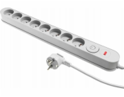 Plastrol Prodlužovací lišta Filtr W-00026 s přepěťovou ochranou, osm zásuvek, vypínač, šedá