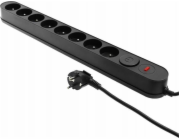 Plastrol Prodlužovací lišta Filtr W-00025 s přepěťovou ochranou, osm zásuvek, vypínač, černá