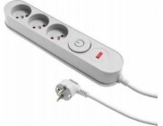 Plastrol Prodlužovací lišta Filtr W-00016 s přepěťovou ochranou, tři zásuvky, vypínač, šedá