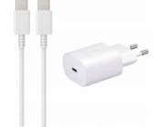 Vega Nabíječka SAMSUNG EP-TA800 3A TYPE-C PD 25W SÍŤOVÁ NABÍJEČKA + KABEL TYPE-C NA TYPE-C 3A PD BÍLÁ>