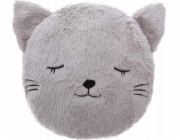 Douceur d`Interieur Dekorační polštář do dětské postýlky, motiv kočky, 27 x 27 cm, šedý