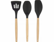 Kinvara Silikonové kuchyňské špachtle s dřevěnými rukojeťmi, 3 ks.