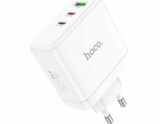 Hoco Nabíječka HOCO do zásuvky 2 x Type-C + USB A QC PD 65W GaN N30 bílá