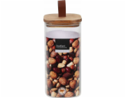 Excellent Houseware Skleněná dóza s dřevěným víkem, vzduchotěsné uzavření