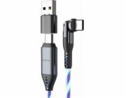 STATIK Statik PowerPivot GloBright Pro USB kabel - USB-C - USB-C 2m kabel s LED podsvícením