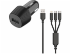 2GO Nabíječka 2GO KFZ 3000mA 3v1 Micro-USB, Lightning, US...