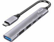 Equip HUB USB Equip Dock USB-C->1xUSB-C,1xUSB3.0,2xUSB2.0,100WPD 0,15m sivý