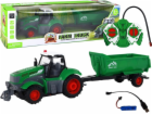 LeanToys R/C zelený traktor na dálkové ovládání s přívěsem