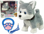 LeanToys Plyšový pes Husky Interaktivní vzdělávací vodítko Písničky Procházky