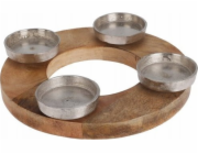 Home Styling Collection Kolekce Home Styling Svíčka na čajové svíčky z mangového dřeva s hliníkovou základnou, O 27 cm