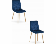 Leobert Židle LIBRA - tmavě modrý samet / nohy v barvě dřeva x 2