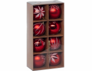 Atmosphera Sada červených ozdob s bílým vzorem, 8 cm