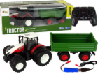 LeanToys Dálkově ovládaný traktor s přívěsem 1:24 Červeno...