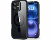 ESR ESR Classic Hybrid Halolock MagSafe Case Set + tvrzené sklo pro iPhone 16 - čiré s černým rámečkem