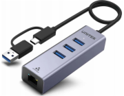 Unitek USB HUB Unitek Hub USB C 4v1 Ethernet 3 x USB A 5 Gbps s adaptérem USB A