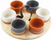 Excellent Houseware Vynikající misky na svačinu do domácnosti na bambusovém podnose s rukojetí