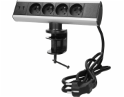 Orno Nábytková zásuvka s montážním držákem, USB nabíječkou a 1,8m kabelem, 4x2P+Z, 2xUSB