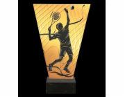 Victoria Sport Monochromatická skleněná trofej na mramorovém podstavci - TENISOVÉ PÁNSKÉ