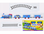 LeanToys Vláčková sada 3 bateriové autíčka, koleje, světelné a zvukové efekty