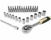 Rockforce Sada nářadí 1/4" nástrčný klíč a sada bitů s ráčnou s plastovou rukojetí, 27dílná. (6stranný.) (4–14 mm)